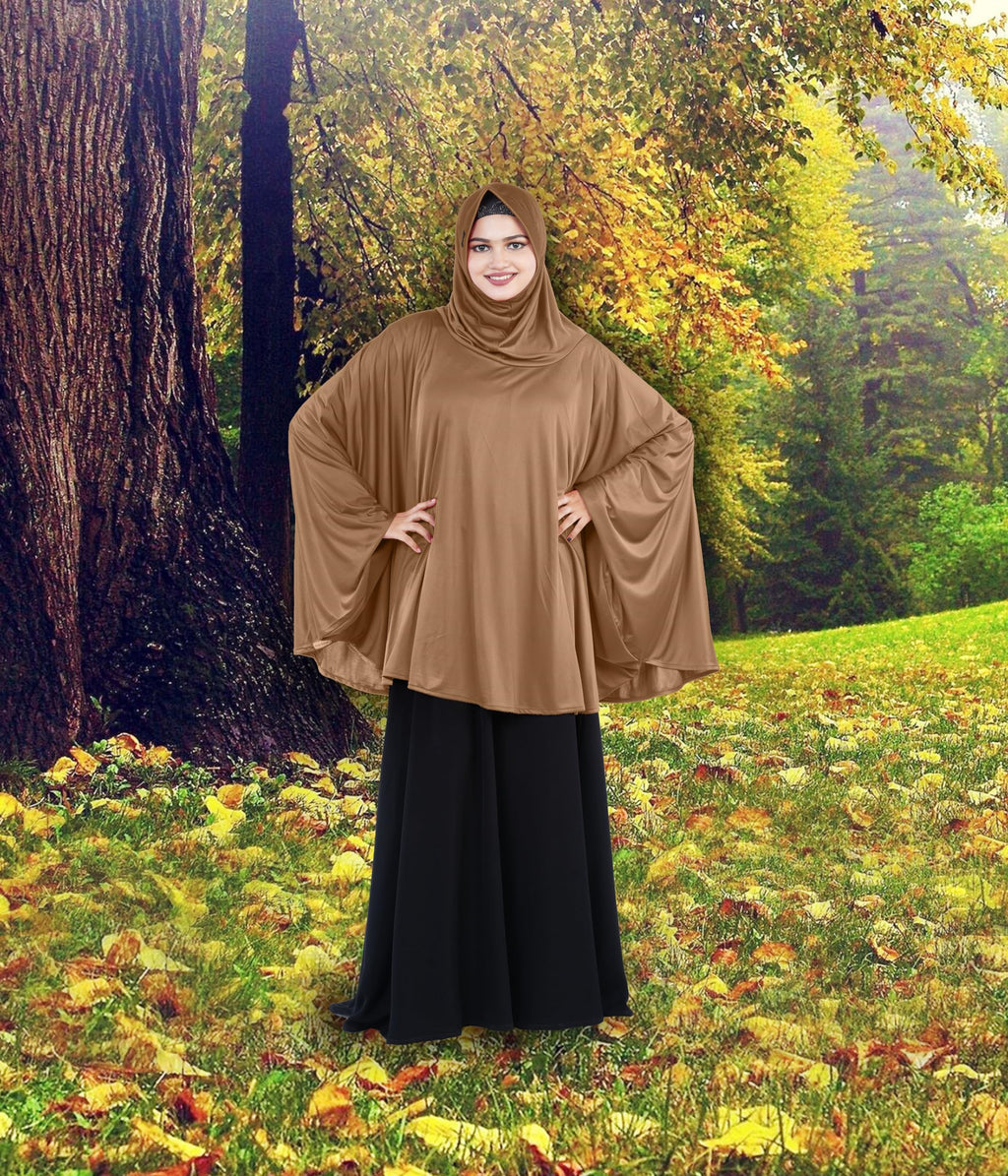 Mehar Hijab's Modest Women's Stylish Instant Sleeve Hijab Solid Polycotton Feel Good Fabric HANANA Sleeve Hijab Free Size (Gold)