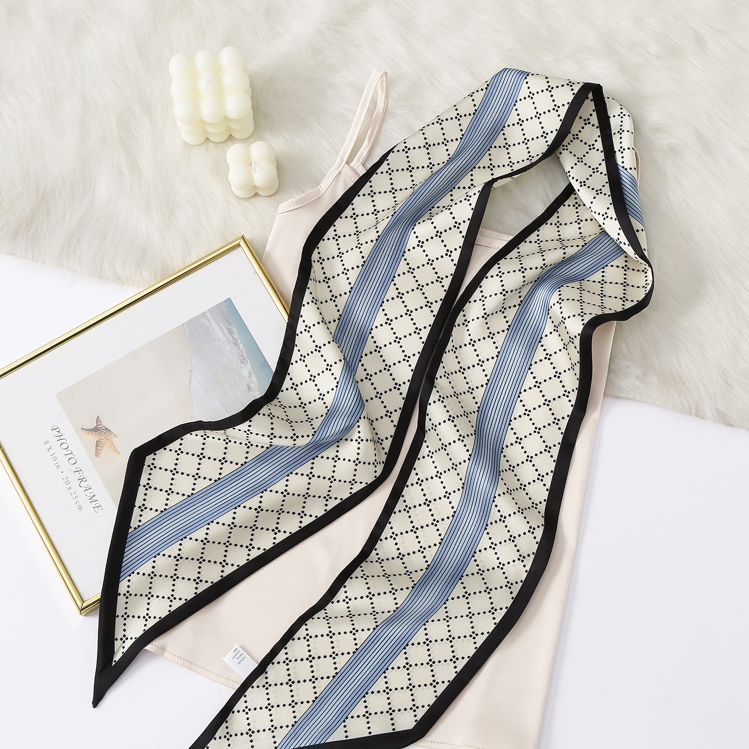 CorssKulture Lightweight Satin Ribbon Scarf for Women's 150 x 15 cm | Silky Soft Scarf Perfect for Gifting (Colour3)