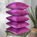 RD TREND® Cushion Cover Set of 5, Decorative Sofa Living Room Home Square Cushion Covers 24 Inch x 24 Inch, Aesthetic Corduroy Striped Double Sided (Dark Pink,Pack of 5)