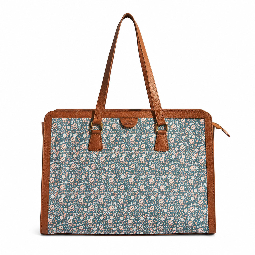 TEAL BY CHUMBAK Office Tote Bag for Women | Stylish Shoulder Bags for College | Professional Canvas Tote Bag | Laptop-Friendly College Bag