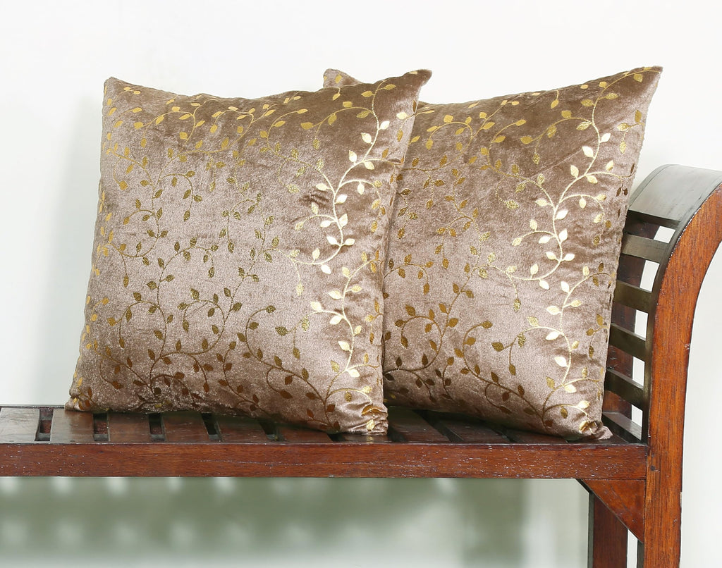 RD TREND Velvet Cushion Covers, 40 x 40 cm/16 x 16 inches, Pack of 2,250 TC, Side Zipper (Brown)