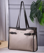 LEGAL BRIBE Stylish Buckle Tote Bag (Cream)