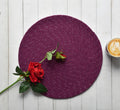 LaVichitra Braided Cotton Placemats 33 Cm Round - Dining Table, Bed Side/Centre Table/Shelves -Wine - 6 Piece Kafalo