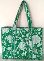 Cotton Tote bag for Women | Shoulder Bag | Reversible Bag | Durable Shopping bag | Reusable Grocery Bags | Eco friendly Bags| Handmade Cotton Bag | Stylish Quilted handBag (Dark Green)