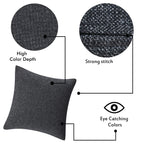 Yellow Weaves Jute Texture Cushion Covers, 16 X 16 Inches, Black, Set of 5, 250 TC