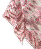 Ravaiyaa - Attitude is everything Sanganer Hand Block Printed Scarves Pure Cotton Scarf Square Hijab Dupatta 40 X 40 Inch (White Red Waves)