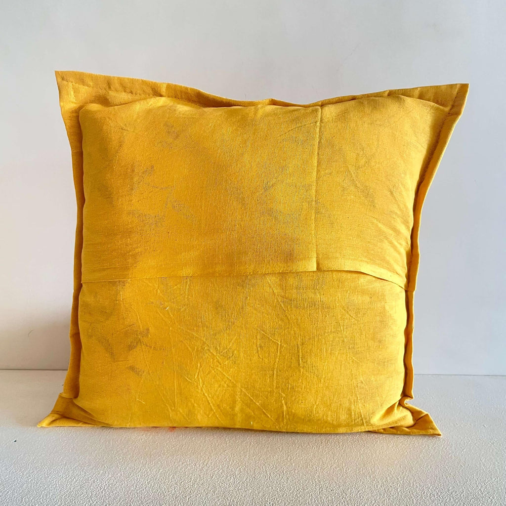 ATRANGI STUDIO Patchwork Cushion Covers - Set of 2 | Handcrafted Khambadiya Patchwork | Rajasthani Art Pillow Cover | Ethnic Cushion Covers for Sofa, Bed & Home Decor | 16x16 Inch, Yellow