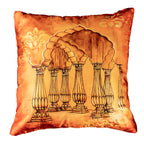 Vendola Decorative Satin Sofa Cushion Covers Set of 5, 18 inch x 18 inch, Sofa Pillow Cover, Ethnic Festive, Multicolor, Temple, Peacock, Rajasthani Design Zipper Closure (Vivid, 18X18 Inches)