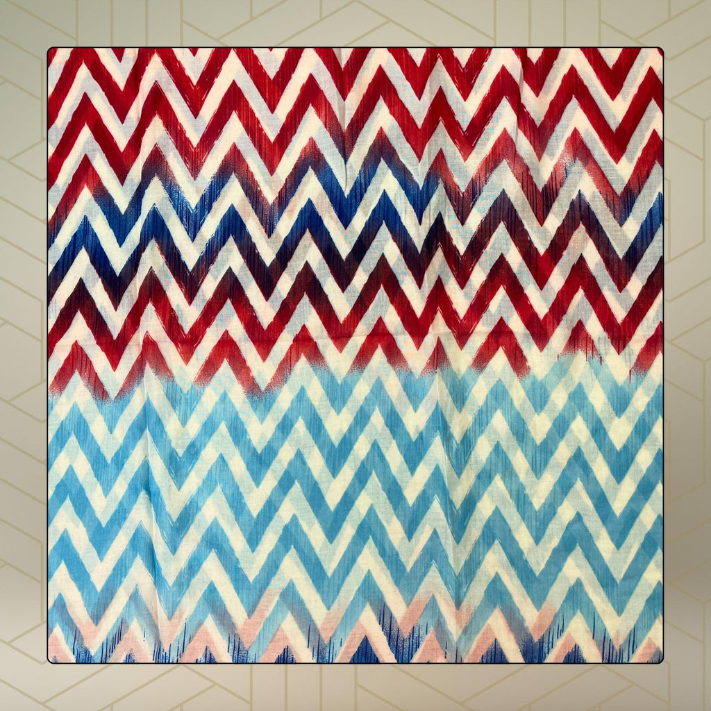 FAHABO Scarf for Women Stylish Printed Cotton Soft Stole | Hijab Scarf | Headscarf | Neck Scarf | Wraps (Blue, Red) Size: 73 L x 35 W