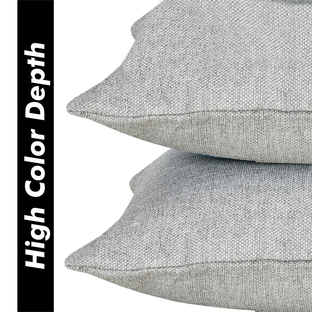 Yellow Weaves Jute Texture 250 TC Cushion Covers, 12 X 12 Inches, Grey, Set Of 2