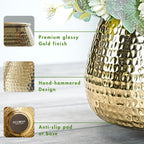 BEHOMA Metal Hammered Golden Bowl Planter