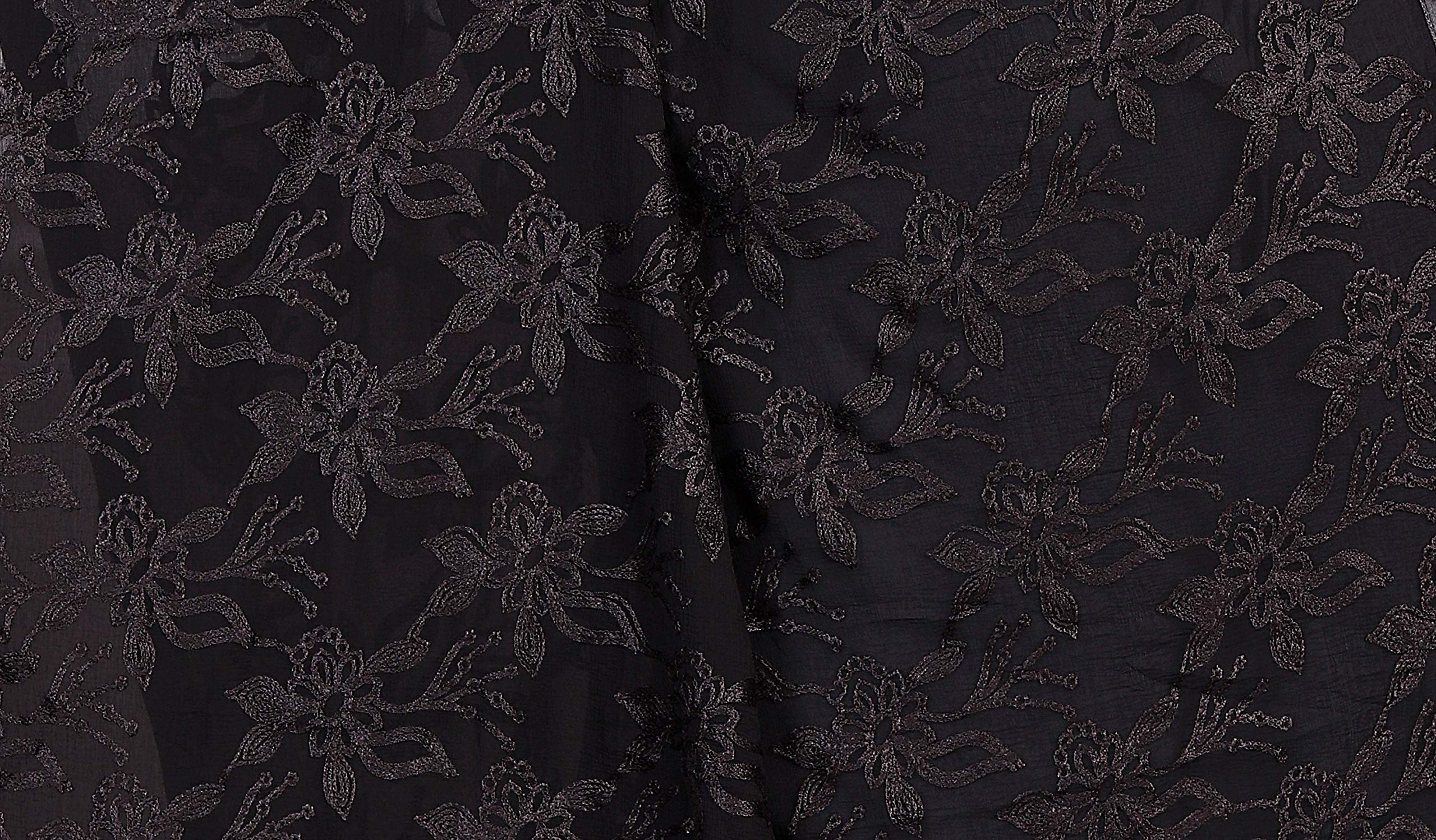 AKSHAR LLC Miss India Women's Chiffon Dupatta with Karachi Embroidery Work (black)