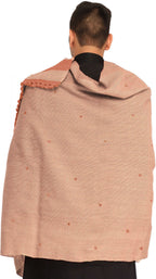 Exotic India Men's Kutch with Woven Border and Embroidered Mirrors Pure Wool Shawl (SWI77--pink-sand)