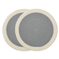 Encasa XO Dining Table Mats, Round Ribbed Cotton, Heat Resistant Grey Kafalo