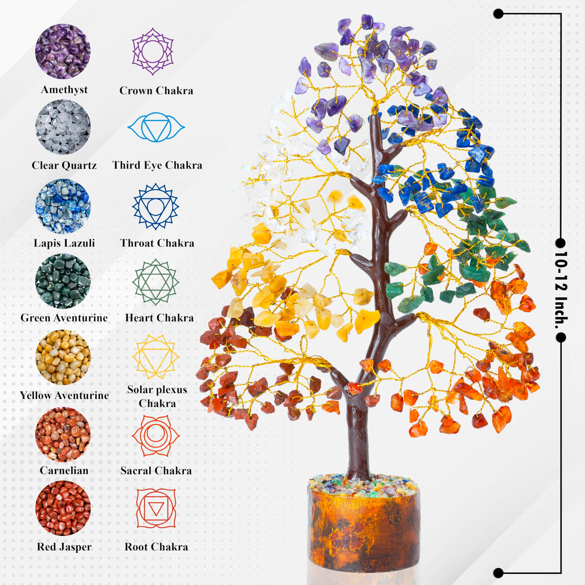 HindCraft Seven Chakra Crystal Tree for Prosperity & Positive Energy | Feng Shui Artificial Tree for Living Room & Office Décor | Perfect Housewarming for Men & Women