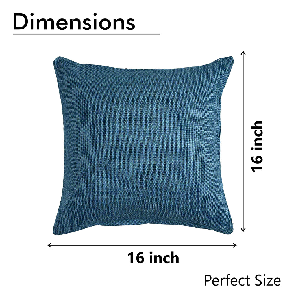 Yellow Weaves Jute Texture 250 TC Cushion Covers, 16 X 16 Inches, Mulicolour, Set Of 2, Multicolor