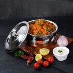 Sumeet Stainless Steel Copper Bottom 3 Pc Handi/Cookware/Serveware Pot Set with Lid 360ML, 500ML, 800ML, (Silver)