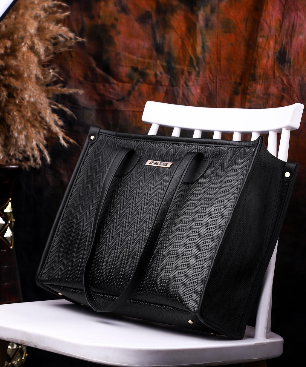 LEGAL BRIBE Textured Tote bag (Dark Black)