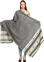 Exotic India Women's Shawl (SHT35_Charcoal Gray_Free Size)