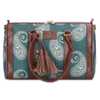 THE CLOWNFISH Lorna Printed Handicraft Fabric Handbag for Women Office Bag Ladies Shoulder Bag Tote for Women College Girls (Ash Gray)