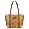 Storite Women's Tote Bag With Leather Handles & Embroidery Printed Handbag With Zip Pockets, Shoulder Tote Bag And Handbag For Office And College(26x9x24cm)
