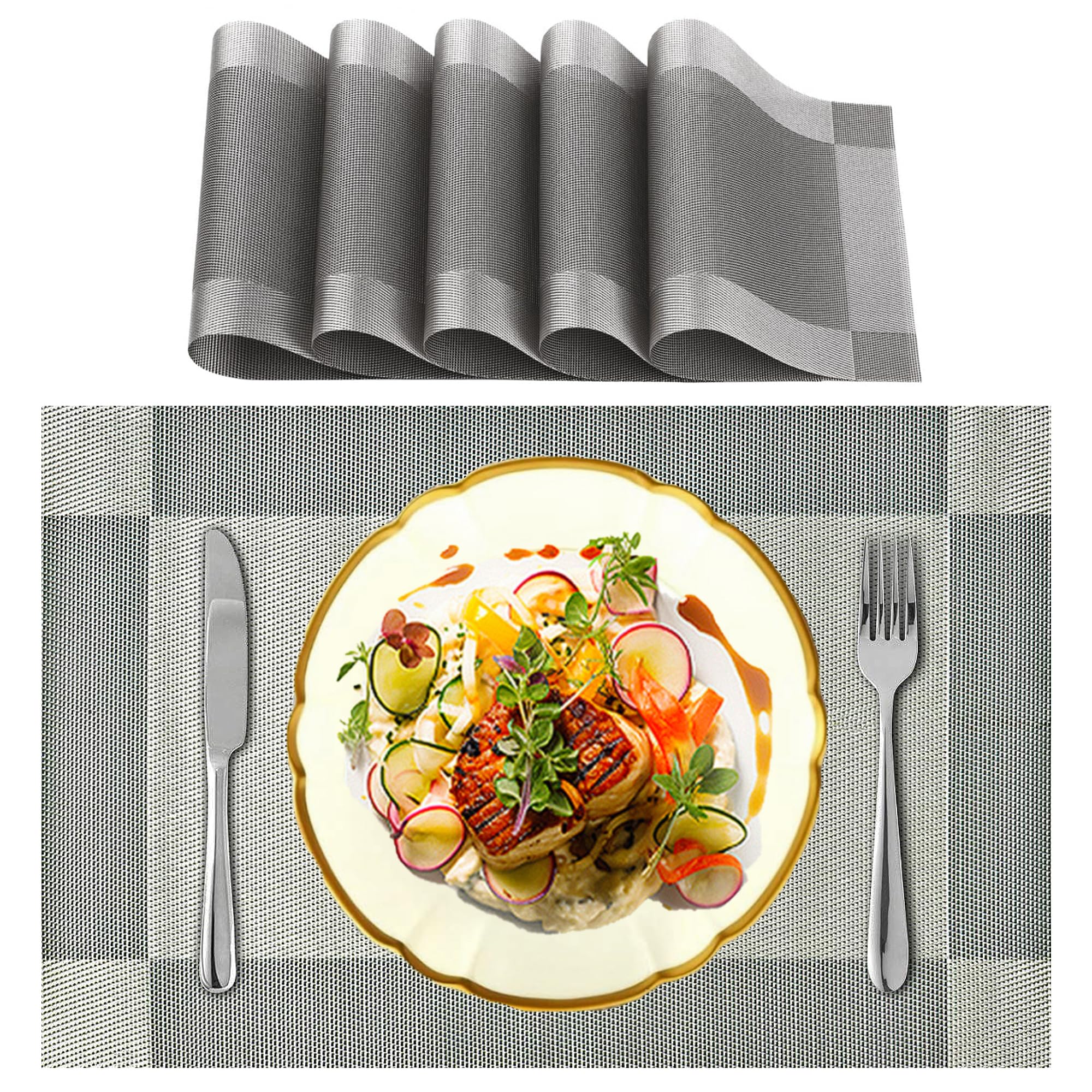 SLEEKBODE™ Dining Table Mats 6 Pieces Waterproof | Placemats for Dining Table | Heat Resistant Mats for Dining Table Accessories | Bed Side Table Mats | Table Placemats | Dining Table Cover | Foodmat Kafalo