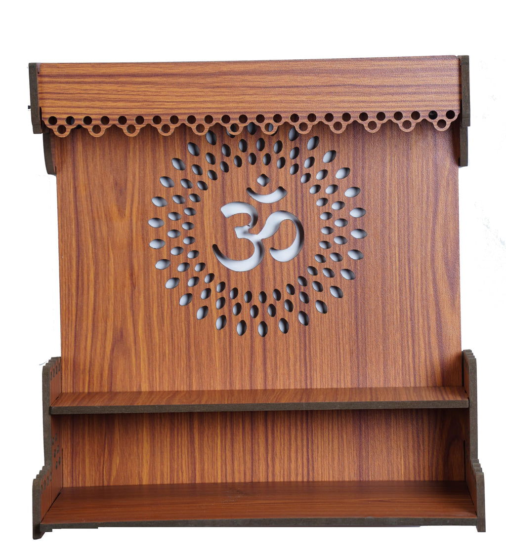 HOMEWEY DECOR Wooden Home Temple Handcrafted Support Heavy Idols Luxurious Finish Pooja Mandir for Home and Office Wall Mount for Pooja Room (TEMPLE068NENA -01DM-22)
