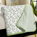 Story@Home Dohar Double Bed Cotton 100% | 150GSM 225 x240 cm Quilt AC Blanket for Summer | AC Comforter Double Bed | White & Light Green Leaf Reversible Design Duvet | All-Season Blanket Kafalo