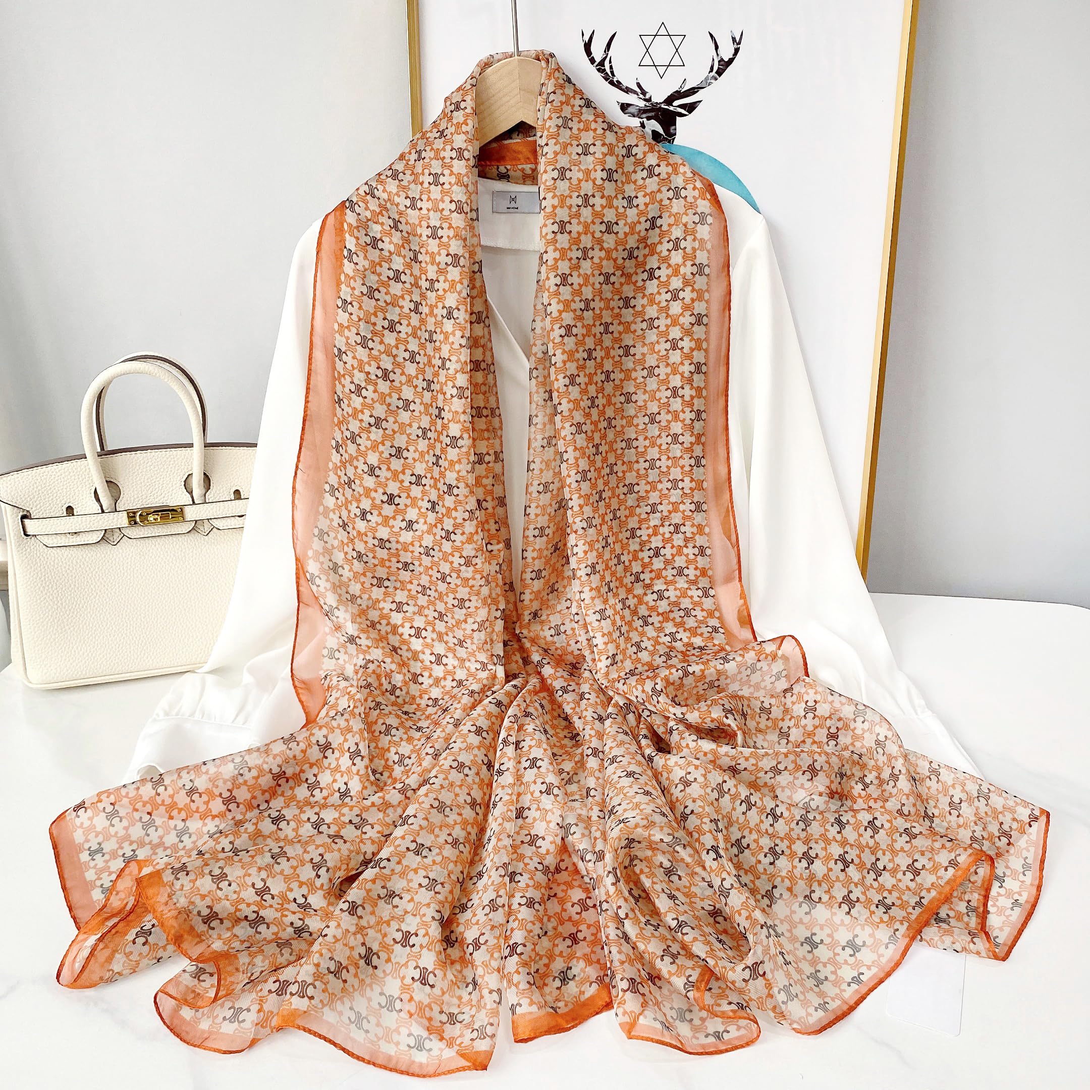 CrossKulture Floral Print Chiffon Scarf - 185 x 135 cm, Lightweight, Soft, Women's Accessory (Colour7)
