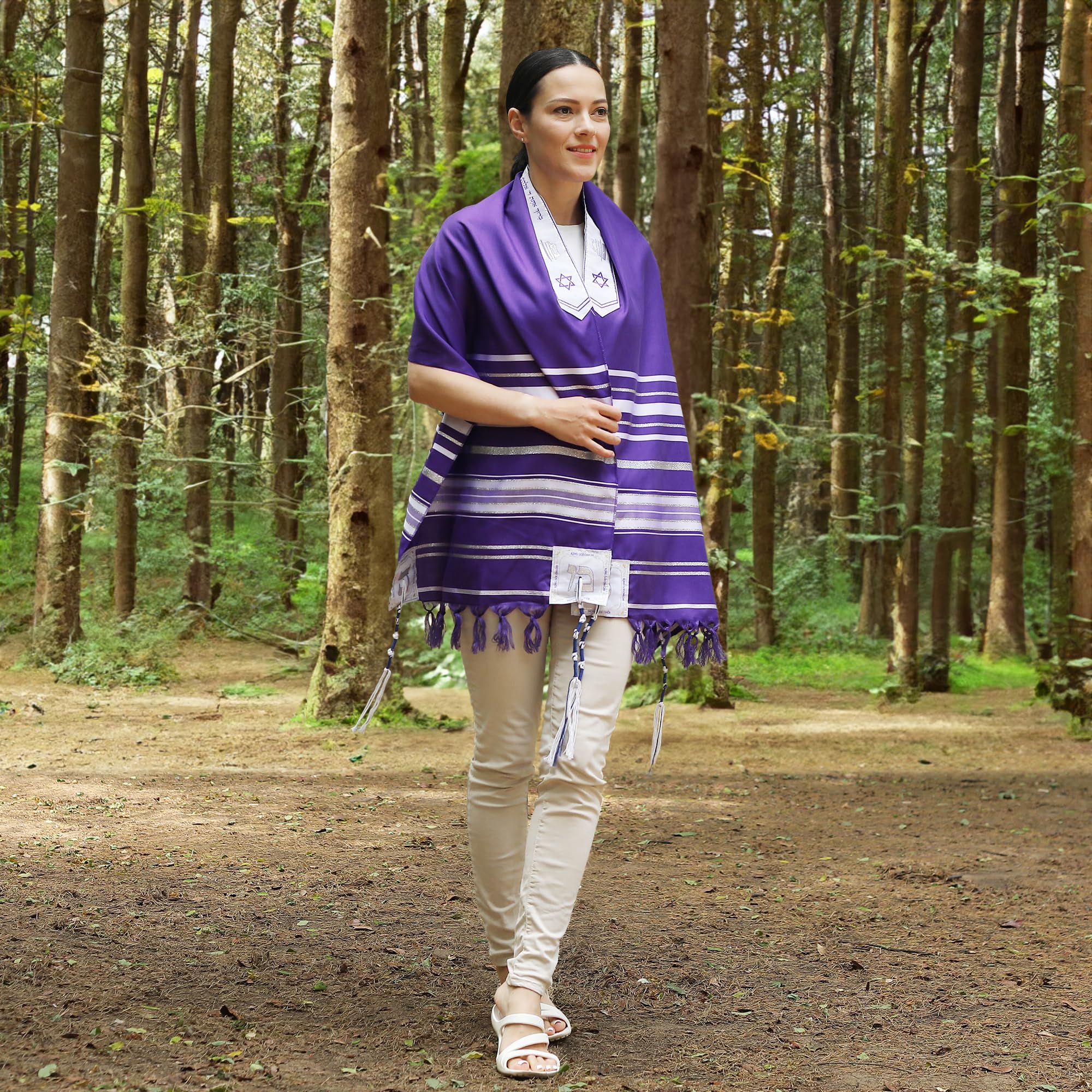 HalleluYAH King Solomon Tallit Prayer Shawl 72x 22 with Bag | Designed in Israel, Purple, Medium