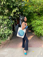 Eco Right Canvas Tote Bags for Women with Bag Charms, College Bag for Girls, 100% Organic Cotton Tote Bag with Stylish Keychain Charms, Travel, Shopping & Beach Handbag Combo