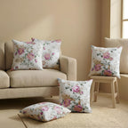 Clasiko Cotton Cushion Covers 24x24 – Set of 5 Decorative Cushion Covers, Rosette Royal, Soft Cotton, Hidden Zip, Sofa & Bedroom Décor