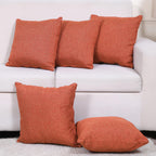 Yellow Weaves Jute Texture Cushion Covers, 16 X 16 Inches, Orange, Set of 5