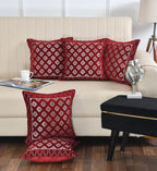 DECOMIZER Jacquard Geomteric Cushion Covers 16 Inch X 16 Inch Set Of 5 Ethnic Motifs 240 TC Cushion Covers,Design- Diamond,Color- Maroon