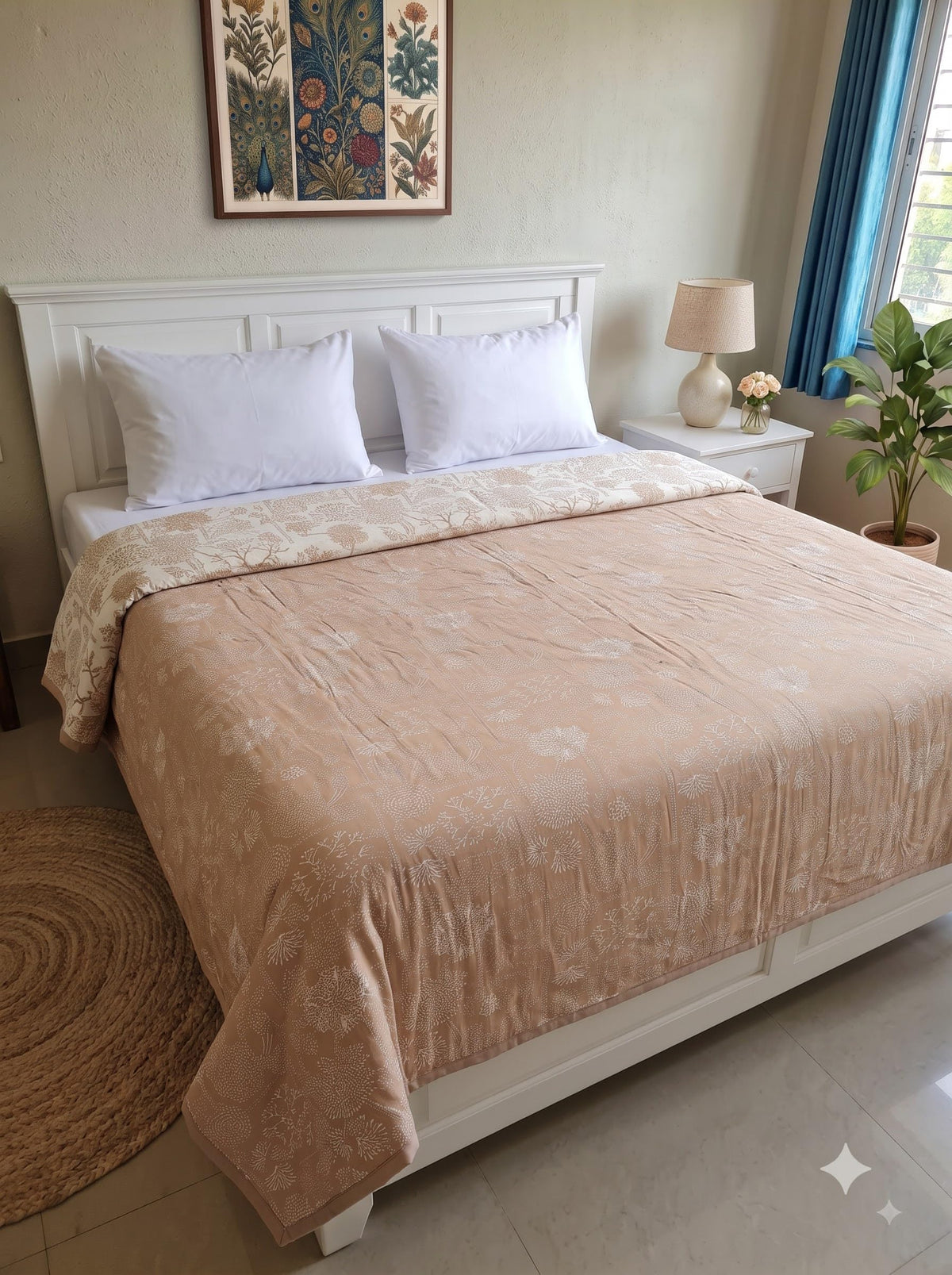 Mafatlal Sparsh Double Bed Cotton Dohar, 150 GSM Pure Cotton Malmal, Reversible AC Blanket Double, Soft Breathable Lightweight Cotton Blanket, 88 x 94 Inch, Kafalo