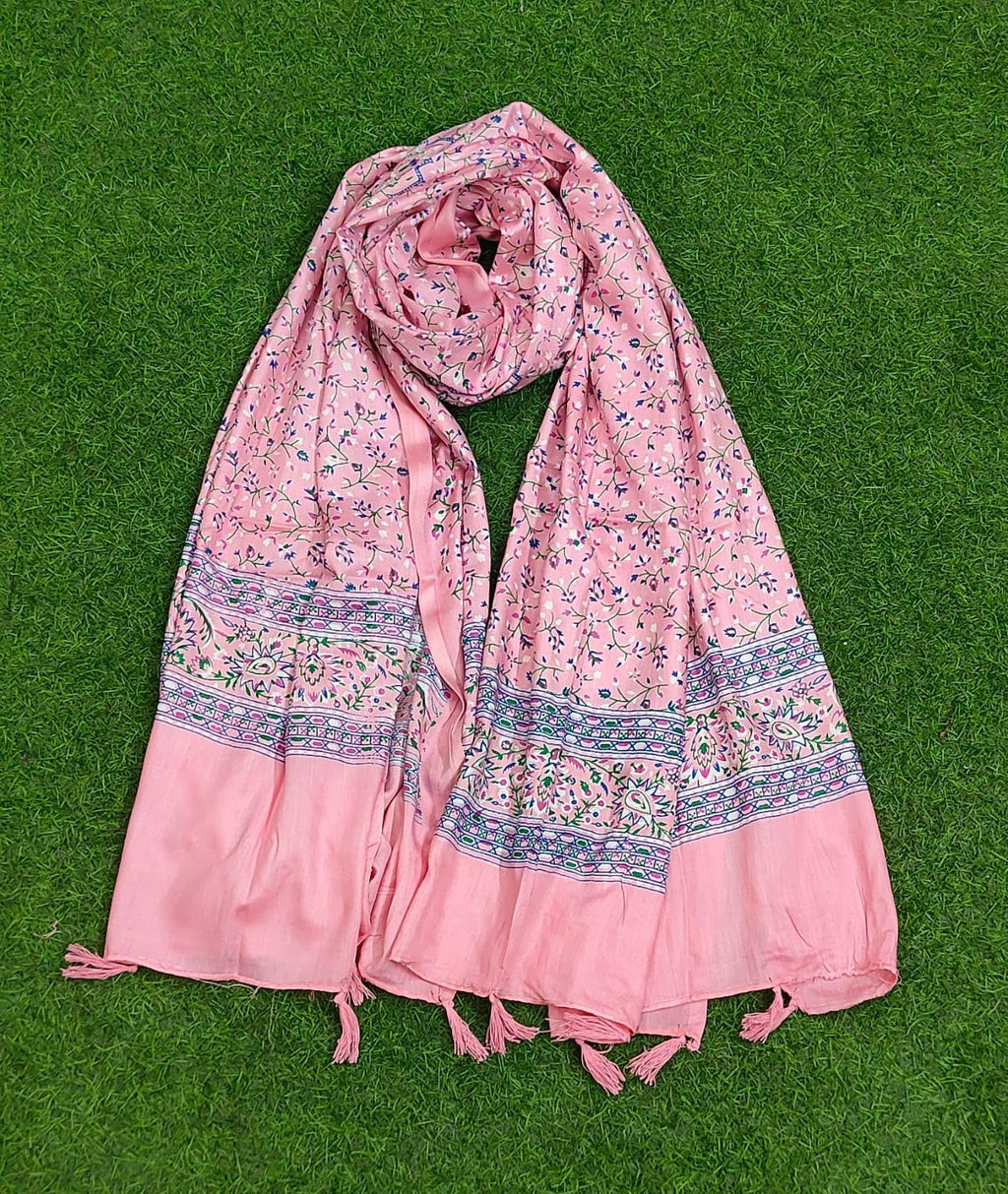 JAHAN TEXTILE Floral Printed Scarf for Women | Soft Lightweight Dupatta/Stole with Tassels | Elegant Ethnic & Casual Wear Wrap | Stylish Designer Shawl for All Seasons (Baby Pink)