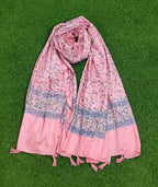 JAHAN TEXTILE Floral Printed Scarf for Women | Soft Lightweight Dupatta/Stole with Tassels | Elegant Ethnic & Casual Wear Wrap | Stylish Designer Shawl for All Seasons (Baby Pink)