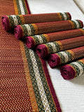 KalaTree Dining Table Mats Set of 6 Pieces with Runner Reversible Handmade Heat Resistant Placemats | Korai River Grass Madurkathi | Natural Eco Friendly | Joyful Tablemats Kafalo