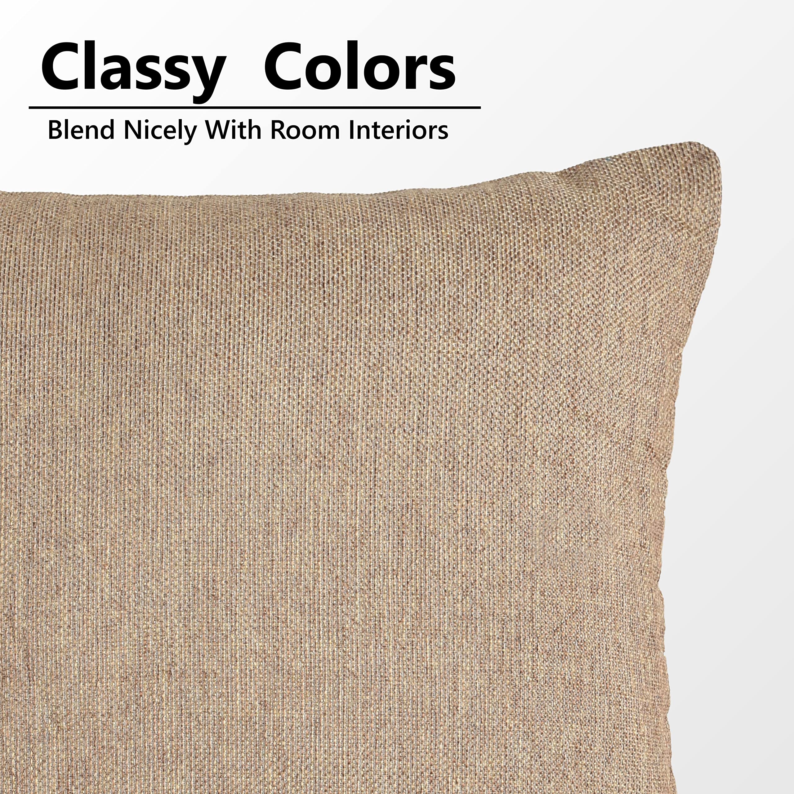 Yellow Weaves Jute Texture 250 TC Cushion Covers, (16 X 16 Inches), Beige, 1 Piece