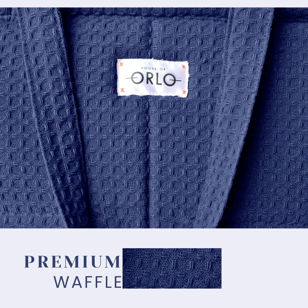 HOUSE OF ORLO Premium Cotton Waffle Quilted Tote Bag, Large Spacious Handbag for College, Office, Work, Travel, Shopping & Daily Use - Indigo Blue