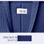 HOUSE OF ORLO Premium Cotton Waffle Quilted Tote Bag, Large Spacious Handbag for College, Office, Work, Travel, Shopping & Daily Use - Indigo Blue