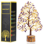HindCraft Amethyst and Citrine Crystal Tree of Life | Decorative Artificial Tree for Home & Office | Feng Shui Money Tree for Wealth & Happiness | Gift for Men & Women – Birthday & Anniversary