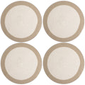 Encasa XO Dining Table Mats, Round Ribbed Cotton, Heat Resistant White Kafalo