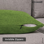 Encasa XO Corduroy Cushion Covers, Boho Pillow Covers, No Inserts Green