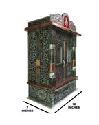 Brilliant Home Designs Wood Aluminium and Copper Oxidized Home Temple (L-12, B-7 inches)
