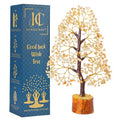 HindCraft Citrine Gemstone Crystal Tree Good Luck Showpiece for Home Decor Items Crystals Gemstones Bonsai Money Tree for Good Luck, Decoration Gift Item, Golden Wire, 10-12 inch