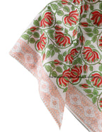 Ravaiyaa - Attitude is everything Sanganer Hand Block Printed Scarves Pure Cotton Scarf Square Hijab Dupatta 40 X 40 Inch (Red Green Lotus Floral) For Female