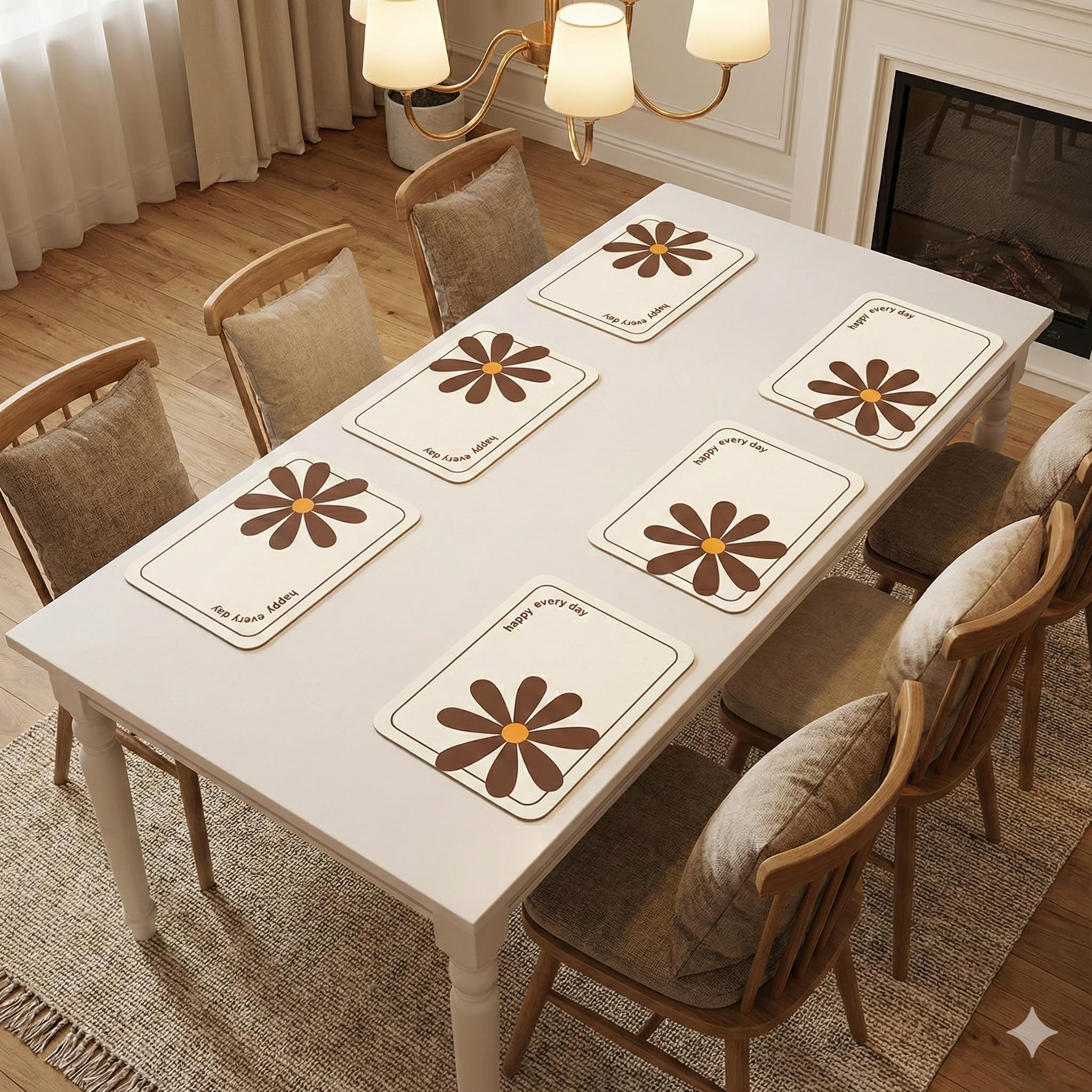 YELONA Leather Dining Table Placemats Set of 6 – Waterproof, Heat Resistant, Anti-Slip, Easy to Clean Table Mats for Dining Table, Kitchen & Home Décor (Chocolate Brown, 40 x 30 cm) Kafalo