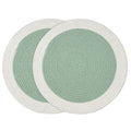 Encasa XO Dining Table Mats, Round Ribbed Cotton, Heat Resistant Sage Kafalo