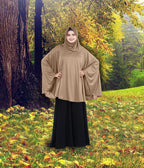 Mehar Hijab's Modest Women's Stylish Instant Sleeve Hijab Solid Polycotton Feel Good Fabric HANANA Sleeve Hijab Free Size (Dark Wheat)